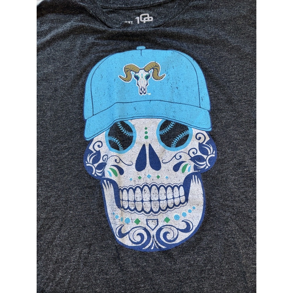 XXL 108 Stitches Brand Sugar Skull Baseball Shirt With Skull Rhode Island U Ram